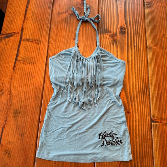 Harley-Davidson Tops - Harley-Davidson Blue Fringe Halter Top